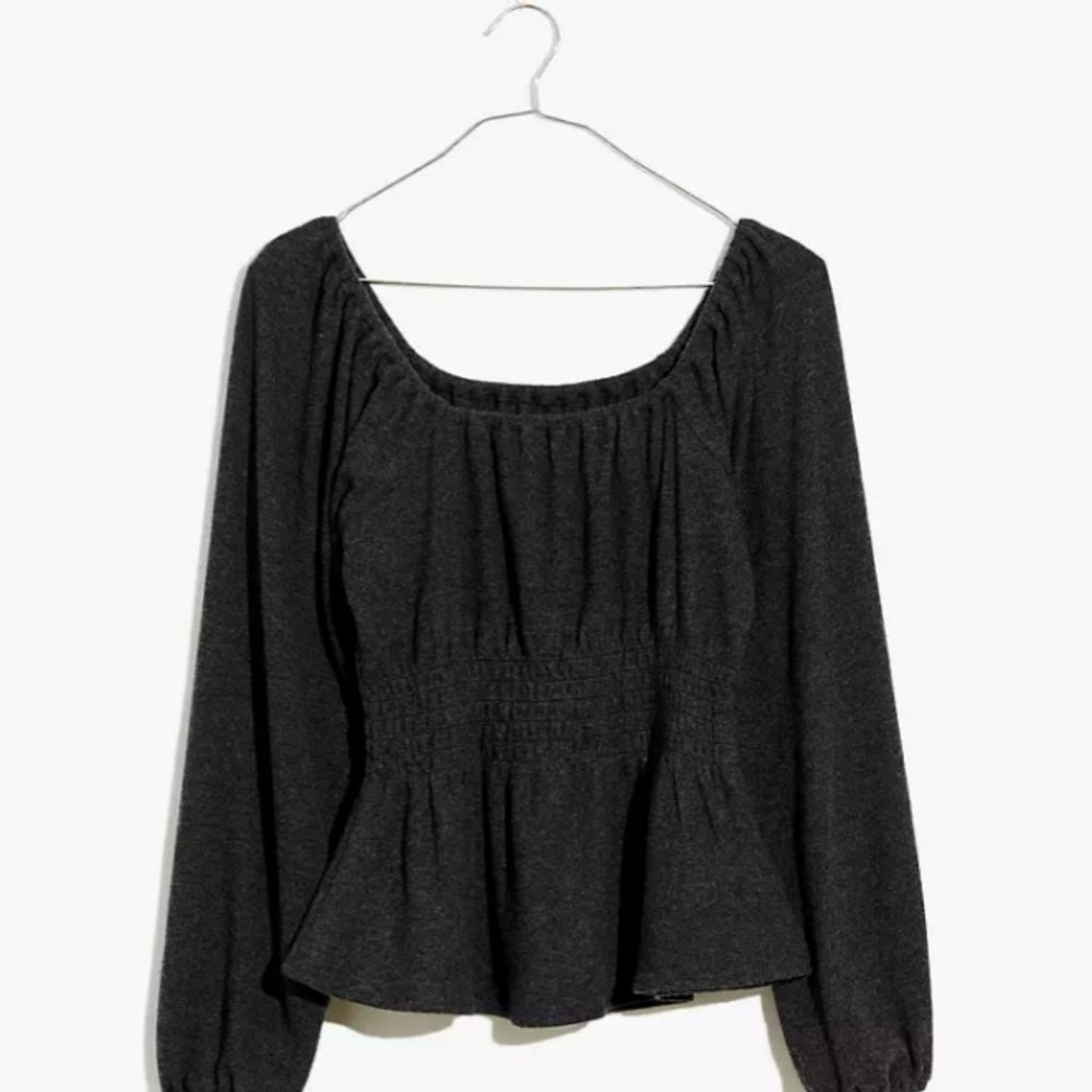 Madewell Plush Square-Neck Smocked Top - NWOT